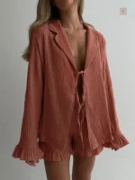 Kimono pyjama short rose pour femme