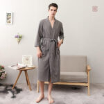Robe de chambre velours gris pour homme