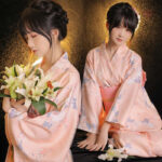 Kimono fleuri rose élégant