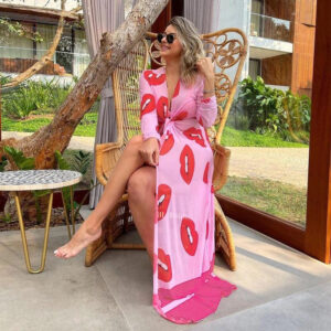 Robe kimono rose, style long et féminin, parfaite pour toutes occasions