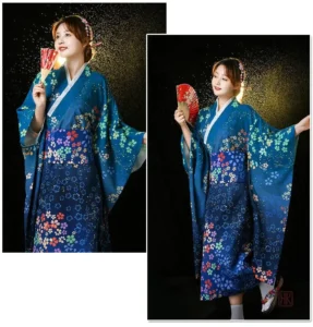 Vêtement élégant pour femme, style kimono japonais