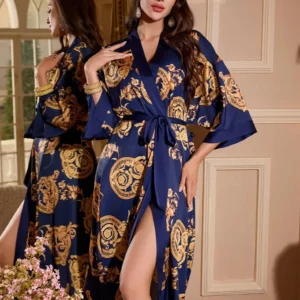 Kimono soyeux femme, peignoir élégant pour une nuit confortable