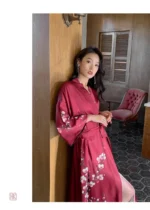 Kimono Soyeux Rouge pour femme