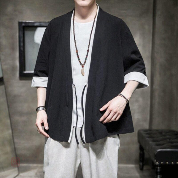 Veste kimono noire pour homme tendance
