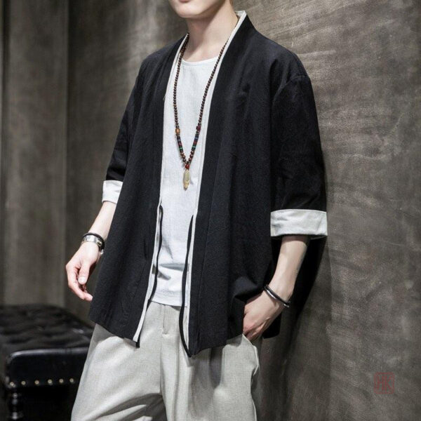 Kimono décontracté pour homme en noir