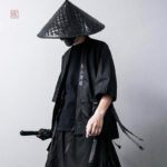 Veste kimono homme, motifs samouraï, coupe décontractée