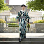 Kimono géométrique traditionnel japonais pour homme