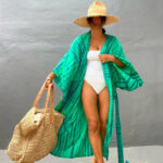 Kimono vert femme élégant et léger