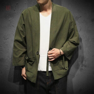 Kimono vert pour homme en style décontracté