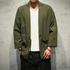 Veste kimono pour homme, couleur verte élégante