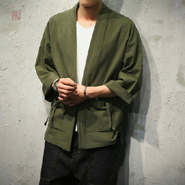 Kimono vert homme, parfait pour une tenue décontractée