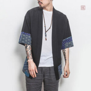 Veste kimono masculine à motifs floraux