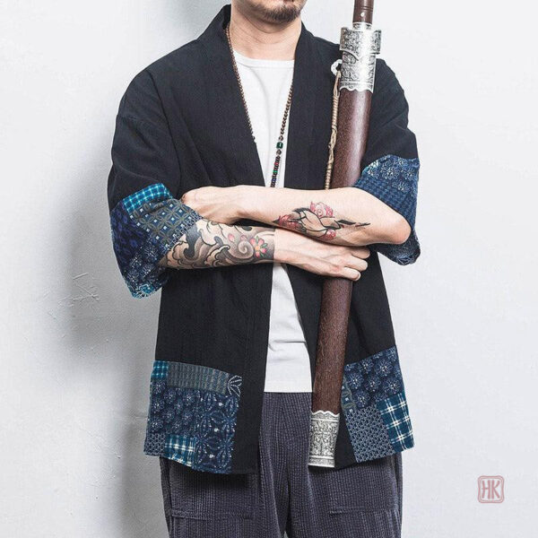 Veste légère homme avec imprimé fleurs bleu