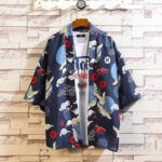 Veste légère pour homme, style kimono grue