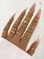 Lot de 28 Bagues Epurées pour femme tendance