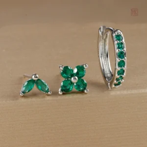 Set de boucles d'oreilles fantaisie en argent
