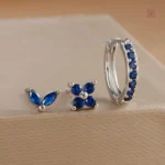 Bijoux d'oreilles délicats en argent et zircon