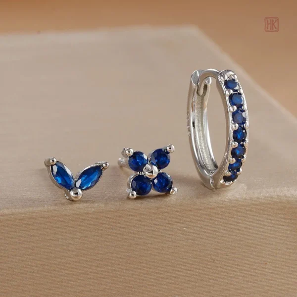 Bijoux d'oreilles délicats en argent et zircon