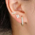 Boucles d'oreilles dorées et zircon - lot de 3 pièces
