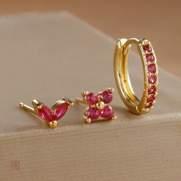 Boucles d'oreilles en zircon, style doré