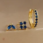 Accessoires dorés avec zircon, trio de boucles d'oreilles
