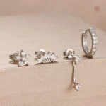 Lot de 4 boucles d'oreilles en acier, élégant et durable