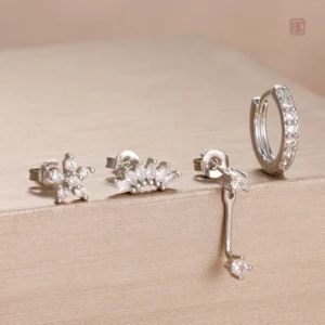 Lot de 4 boucles d'oreilles en acier, élégant et durable