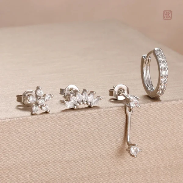 Lot de 4 boucles d'oreilles en acier, élégant et durable