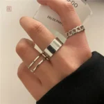 Lot de Bagues Argentées Epurées pour femme tendance