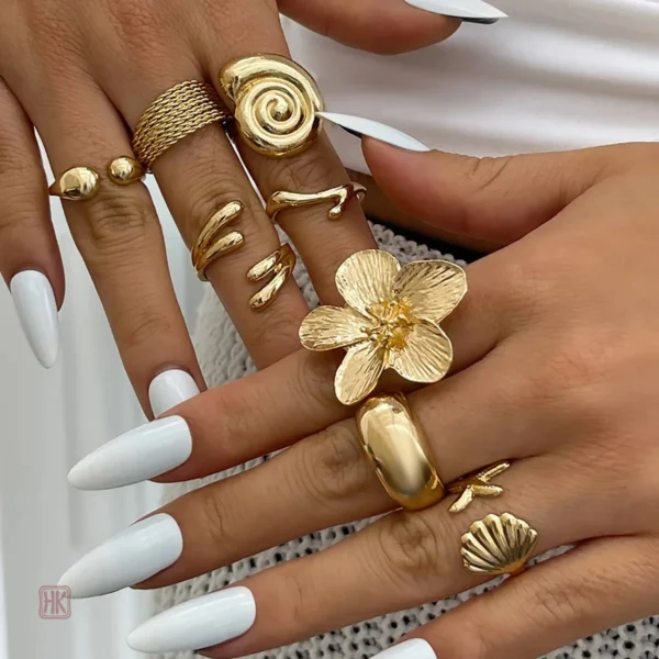 lot-de-bagues-vintage-estivales-1 Bague vintage estivale pour femmes tendance
