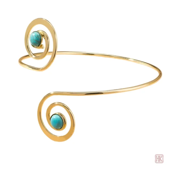 Bracelet élégant en turquoise, design spirale unique pour femme