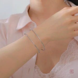 Manchette Double Anneau Lisse pour femme, bracelet tendance