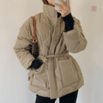 Manteau court beige pour femme style kimono