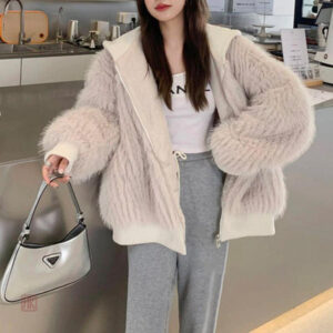 Manteau kimono femme en fausse fourrure blanche
