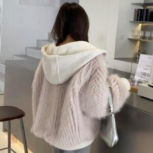Manteau femme doux en fausse fourrure, couleur blanche