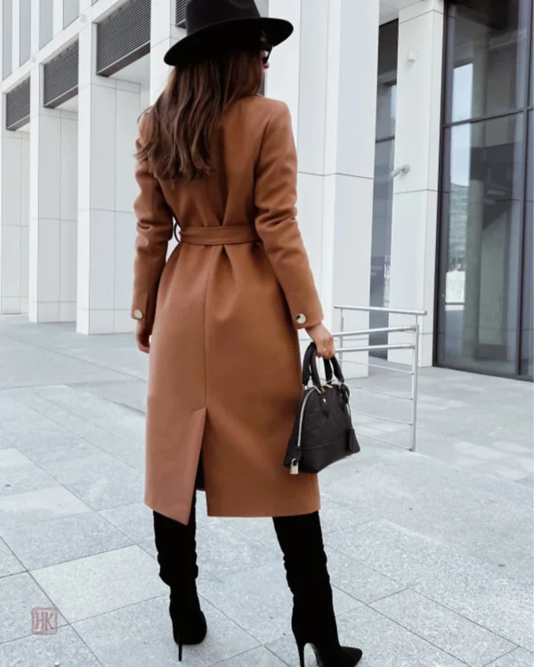 manteau-ceinture-marron-clair-1 Manteau kimono ceinturé marron clair pour femme