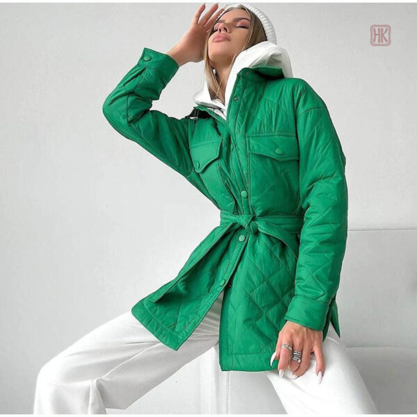 Manteau court femme vert kimono élégant