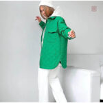 Vêtement vert court pour femme style kimono