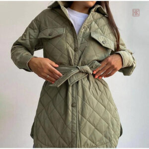 Manteau court kimono femme en vert kaki