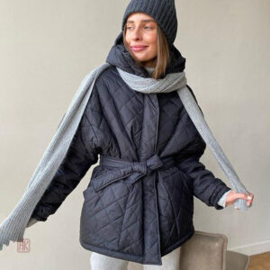 Manteau kimono noir avec capuche pour femme