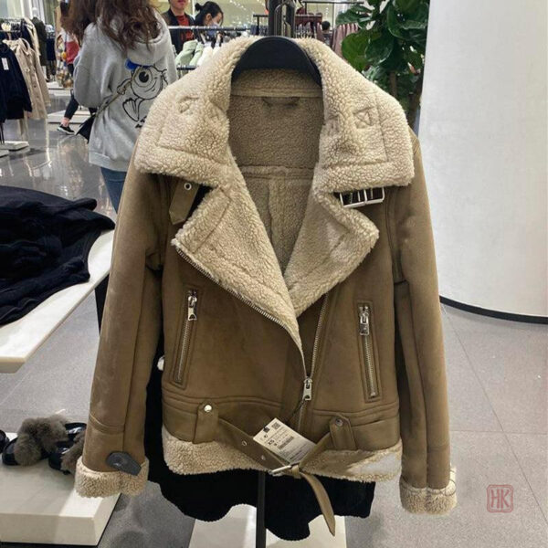 Manteau kimono en cuir souple pour femme