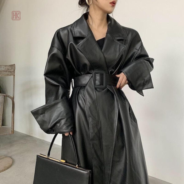 manteau-cuir-noir-femme-1 Manteau cuir noir femme style kimono