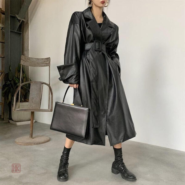 Manteau femme en cuir noir, mode et confort