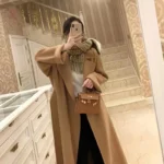 Manteau Kimono Épais Camel pour Femme