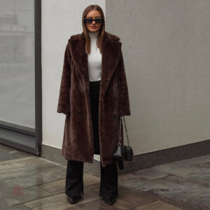Manteau fausse fourrure marron pour femme