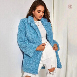 Manteau kimono femme hiver bleu ciel