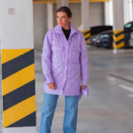 Manteau long femme style kimono en mauve