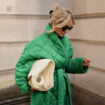 Manteau hiver vert kimono femme