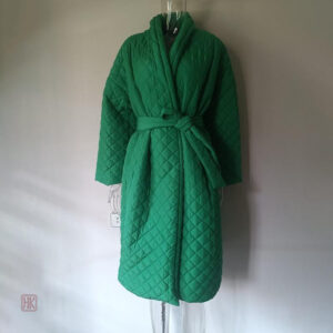 Style kimono d'hiver, manteau vert femme