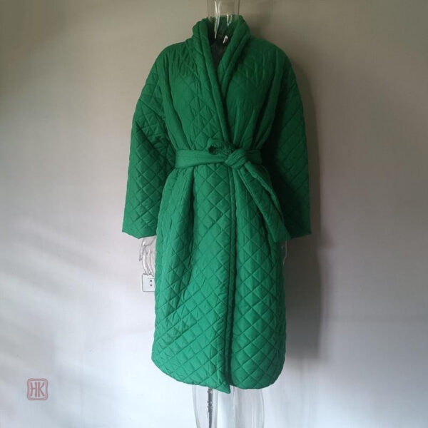 Style kimono d'hiver, manteau vert femme